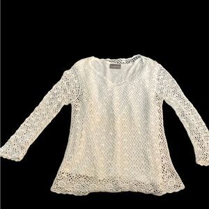 Crochet white knit shirt